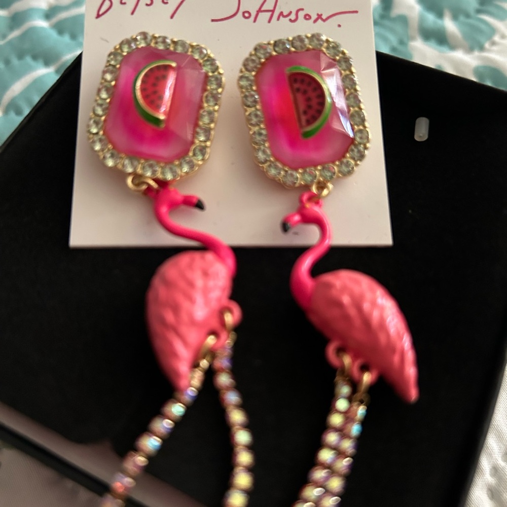 Pink Flamingo Watermelon Earrings